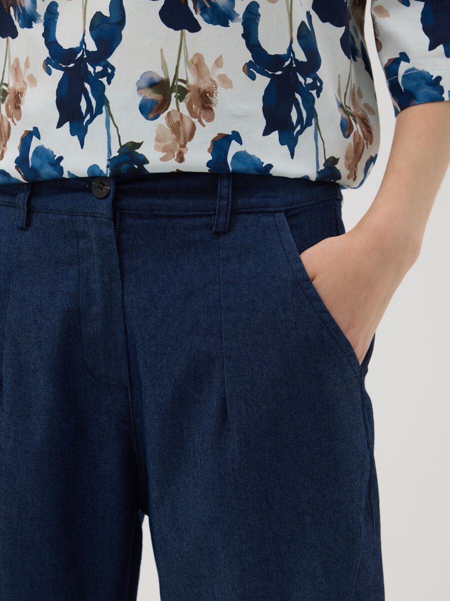Pantaloni blu in cotone elasticizzato regular fit_3