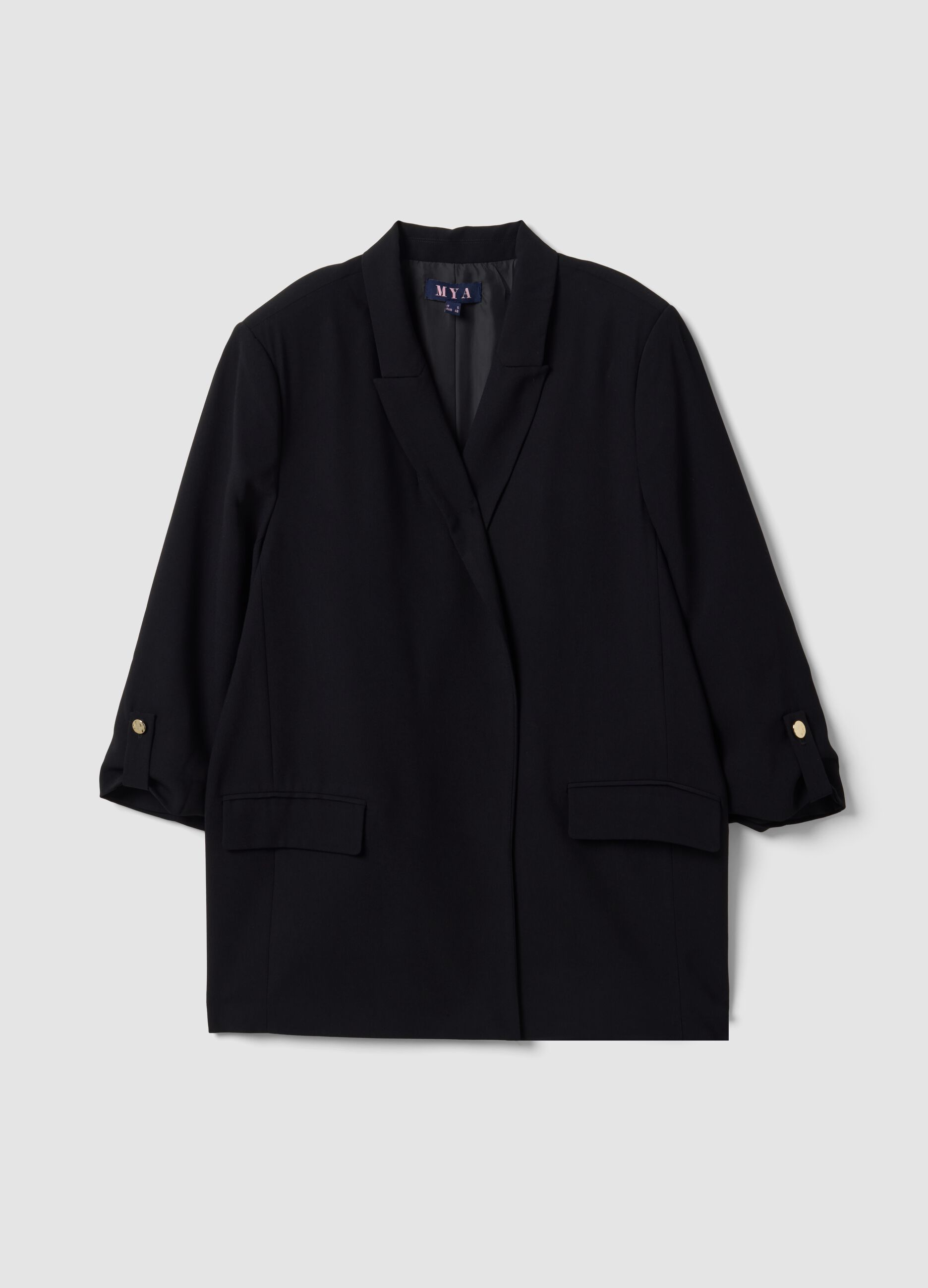 Blazer nero regular fit foderato con rever classico