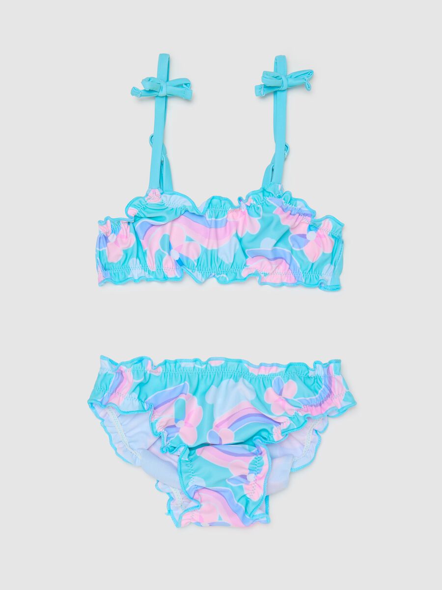 Girls’ bikini in multicoloured stretch fabric with print_0