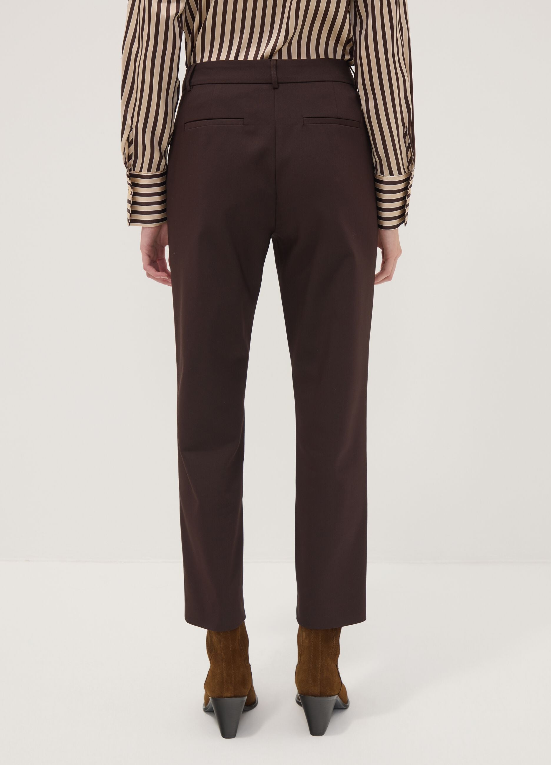 Slim-fit brown stretch cotton trousers