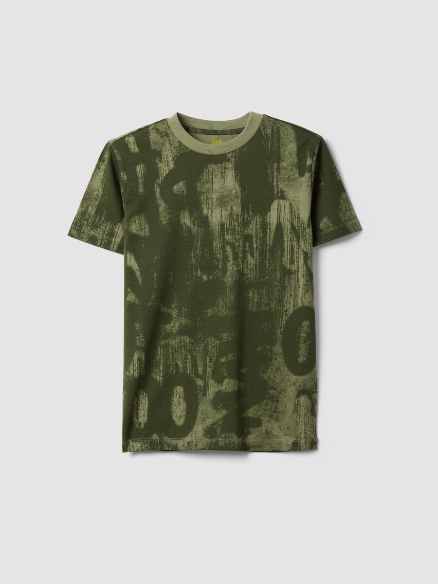 T-shirt in puro cotone verde da ragazzo regular fit con stampe_3
