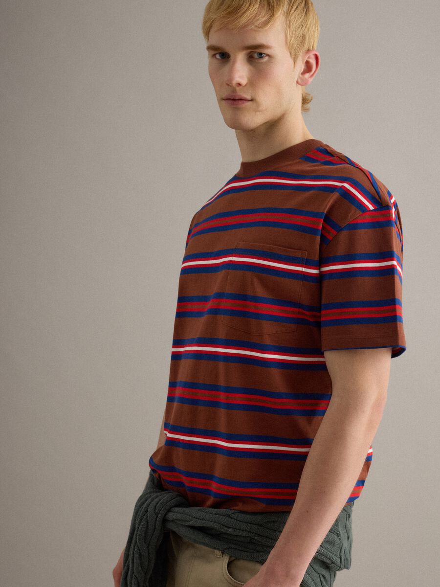 T-shirt in puro cotone a righe multicolor relaxed fit_3
