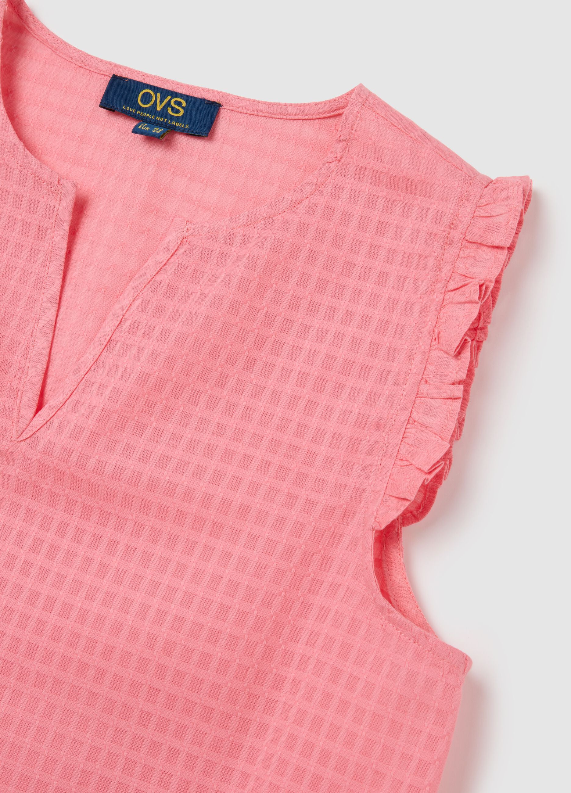 Top da donna in puro cotone rosa regular fit
