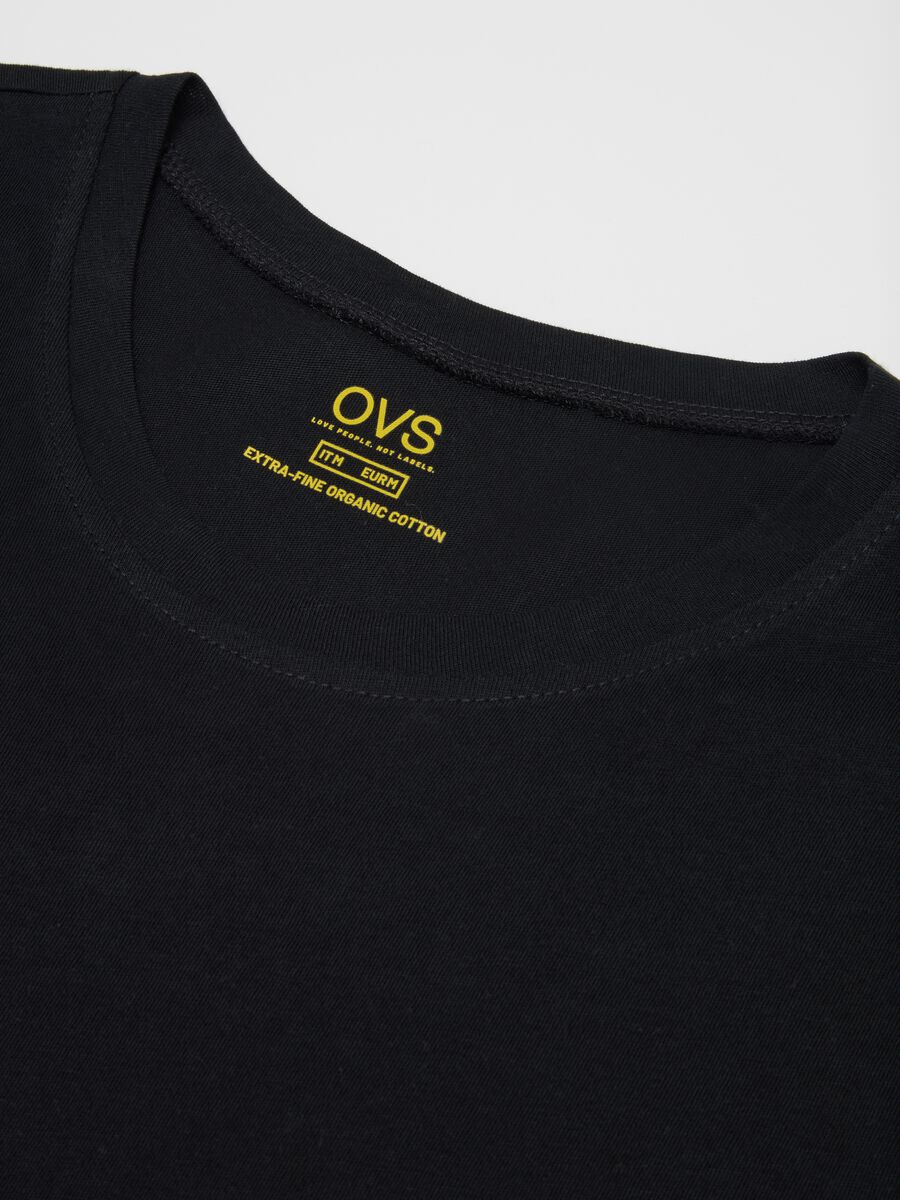 Men's T-shirt in pure black cotton regular fit_5