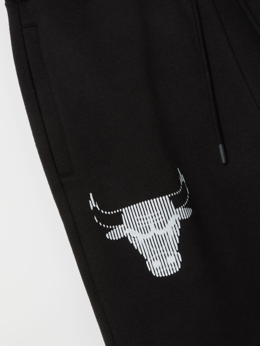 Pantaloni in misto cotone nero con logo Chicago Bulls_5