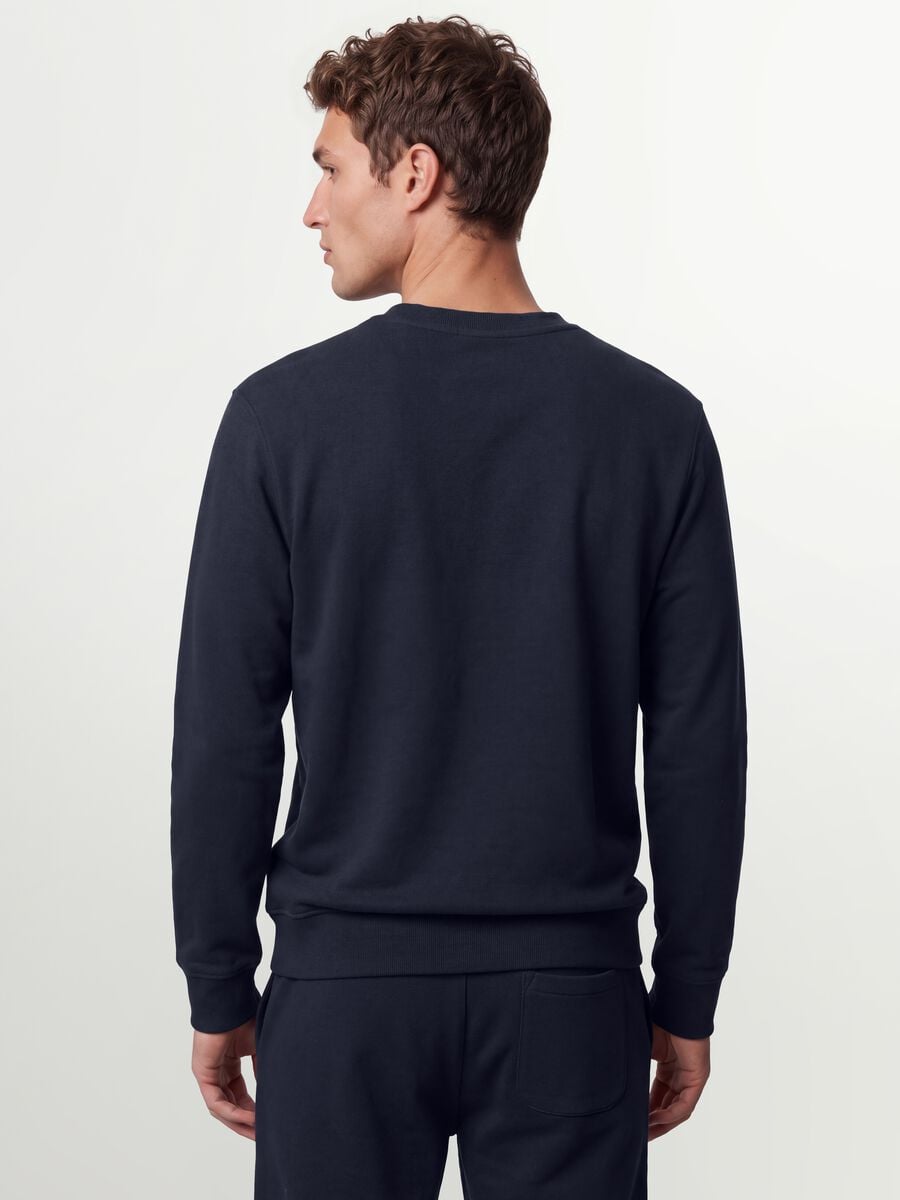 Felpa blu girocollo in misto cotone regular fit_2