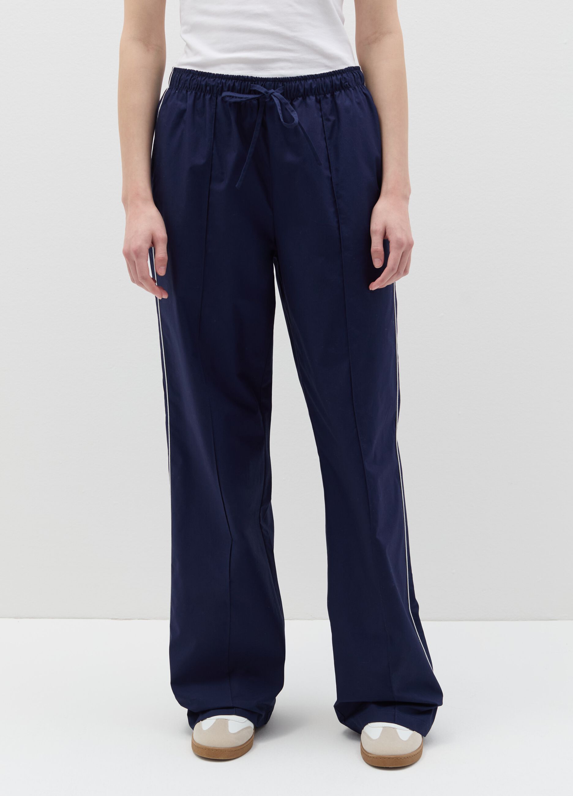 Poplin joggers with contrasting edging