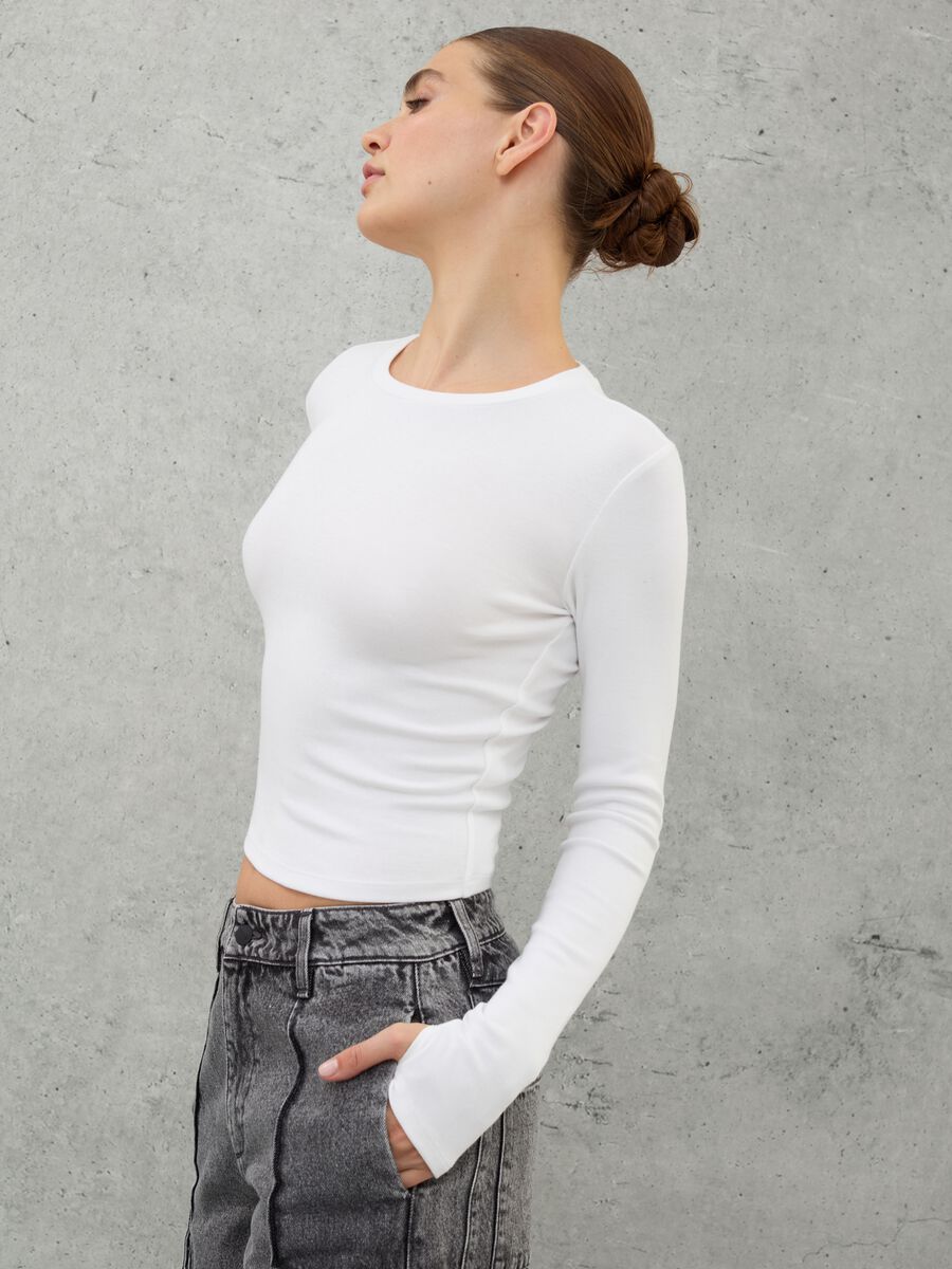 Crop Longsleeve T-shirt White_3