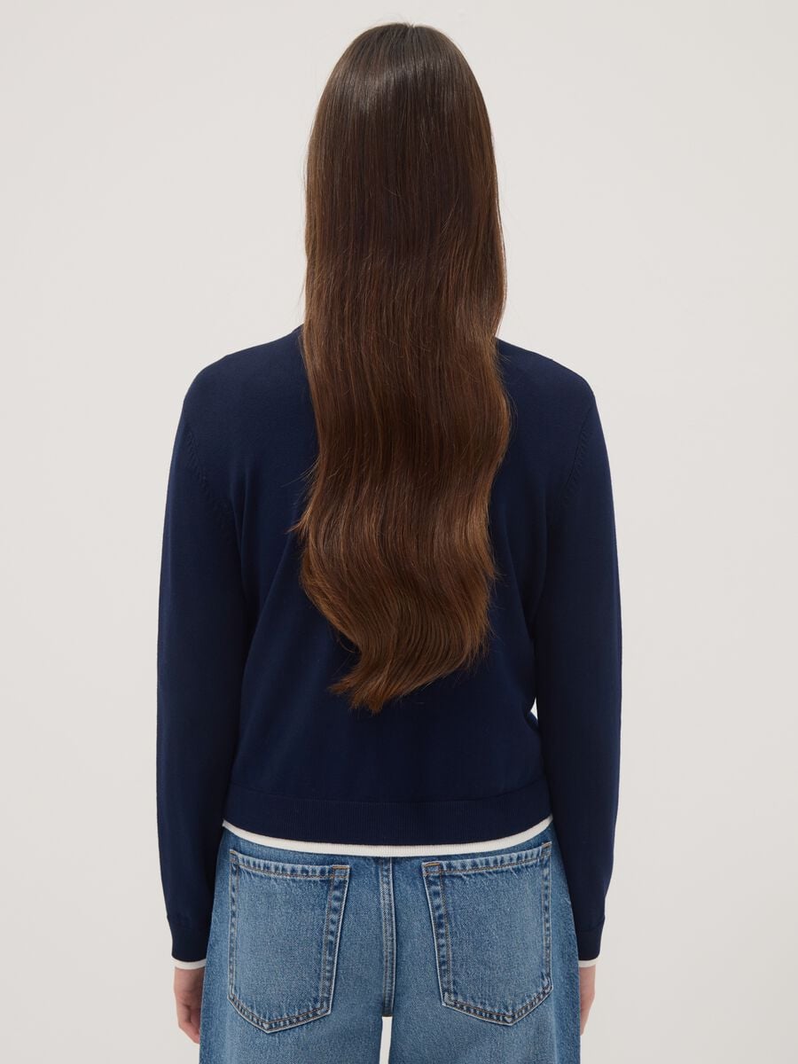 Blue viscose-blend cardigan in plain knit_3