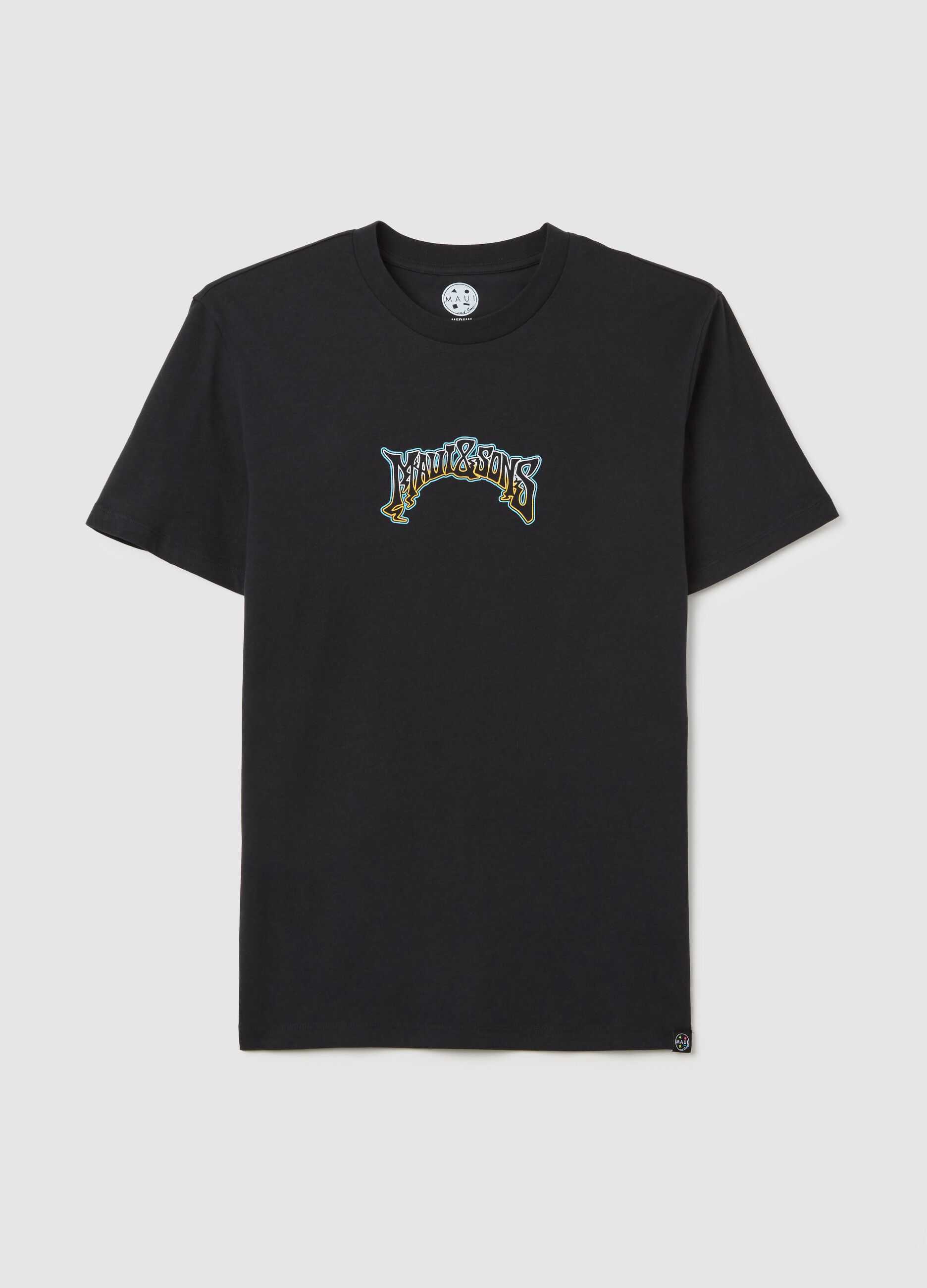 Black T-shirt in pure cotton Maui & Sons licensed