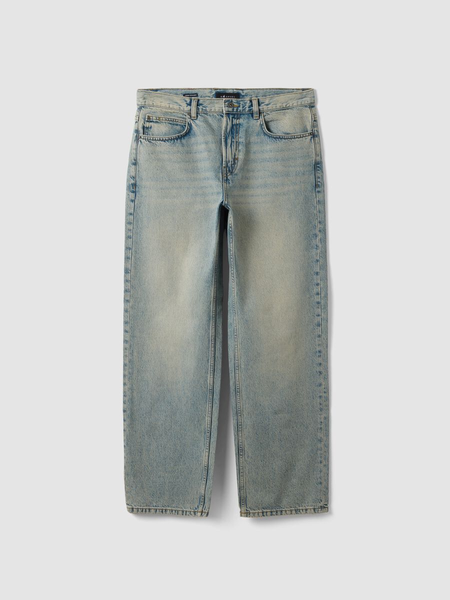 Light blue denim jeans in pure cotton, loose fit_0