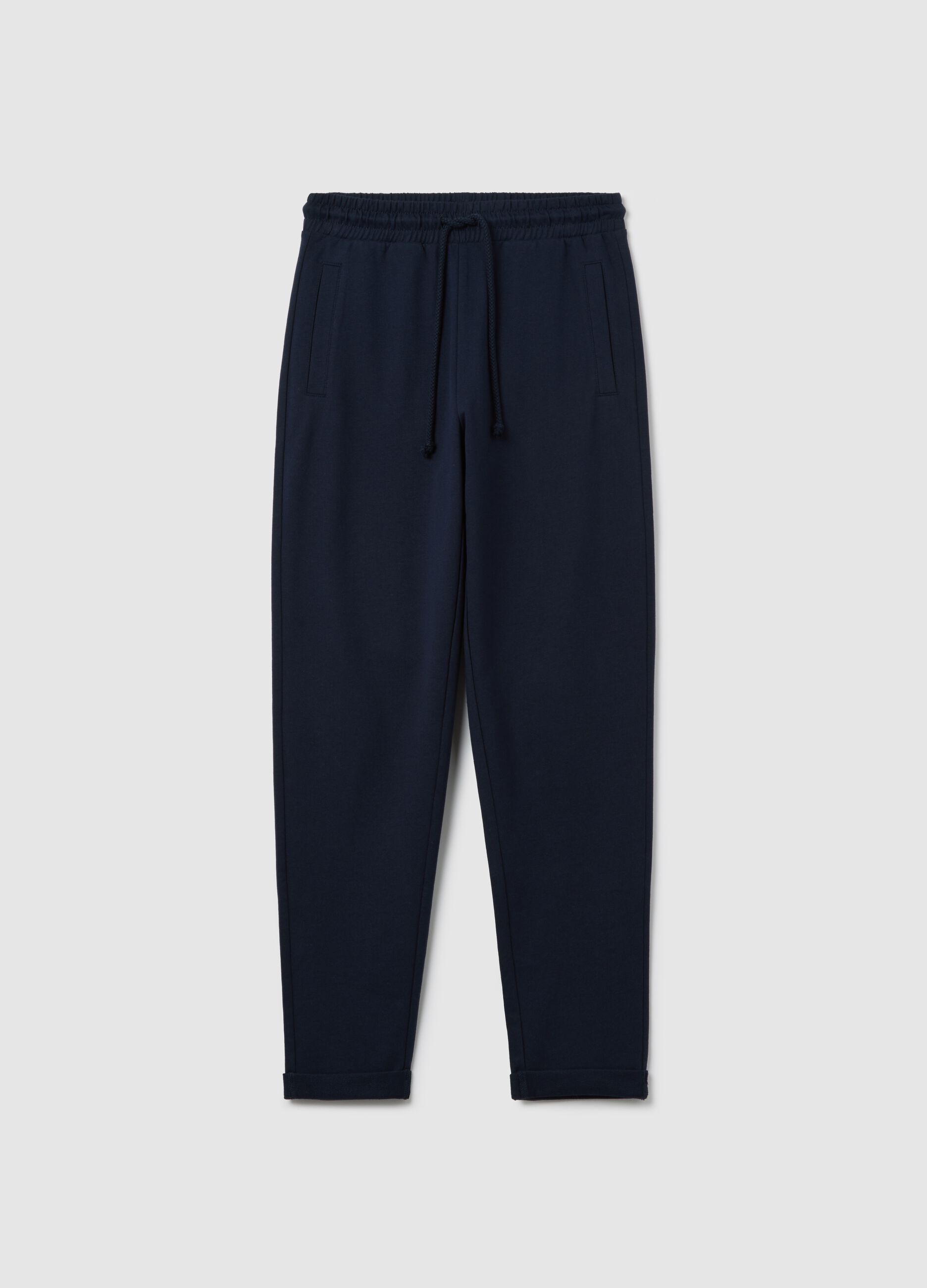 Black French terry joggers with drawstring