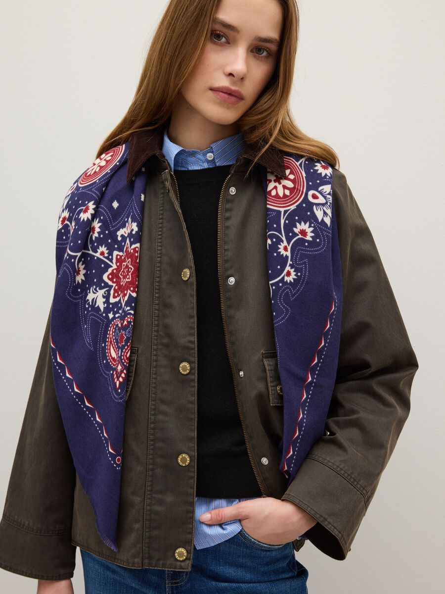 Giacca in misto cotone verde scuro con bottoni e zip_4