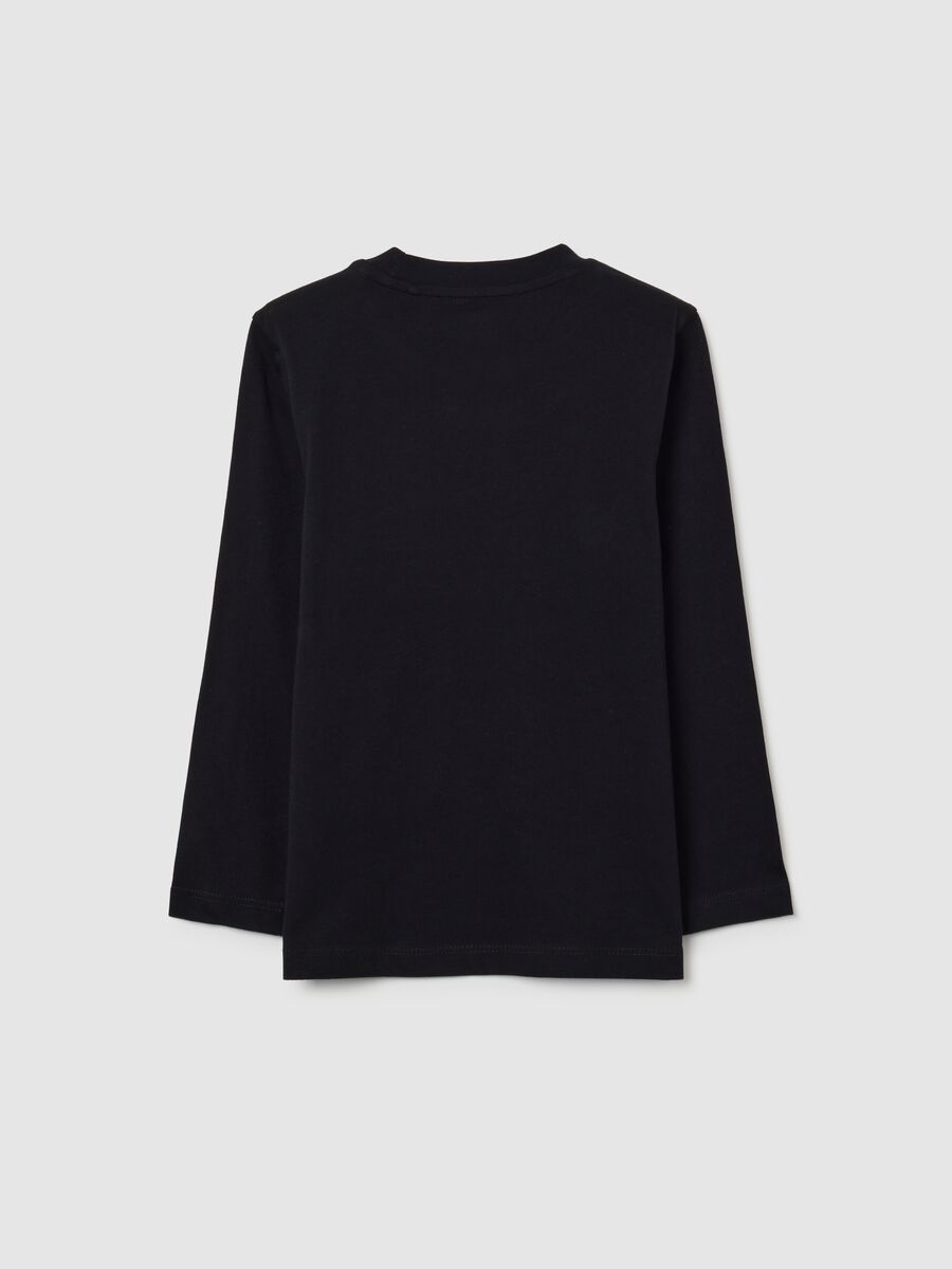 Children's black regular fit pure cotton shirt with print_1