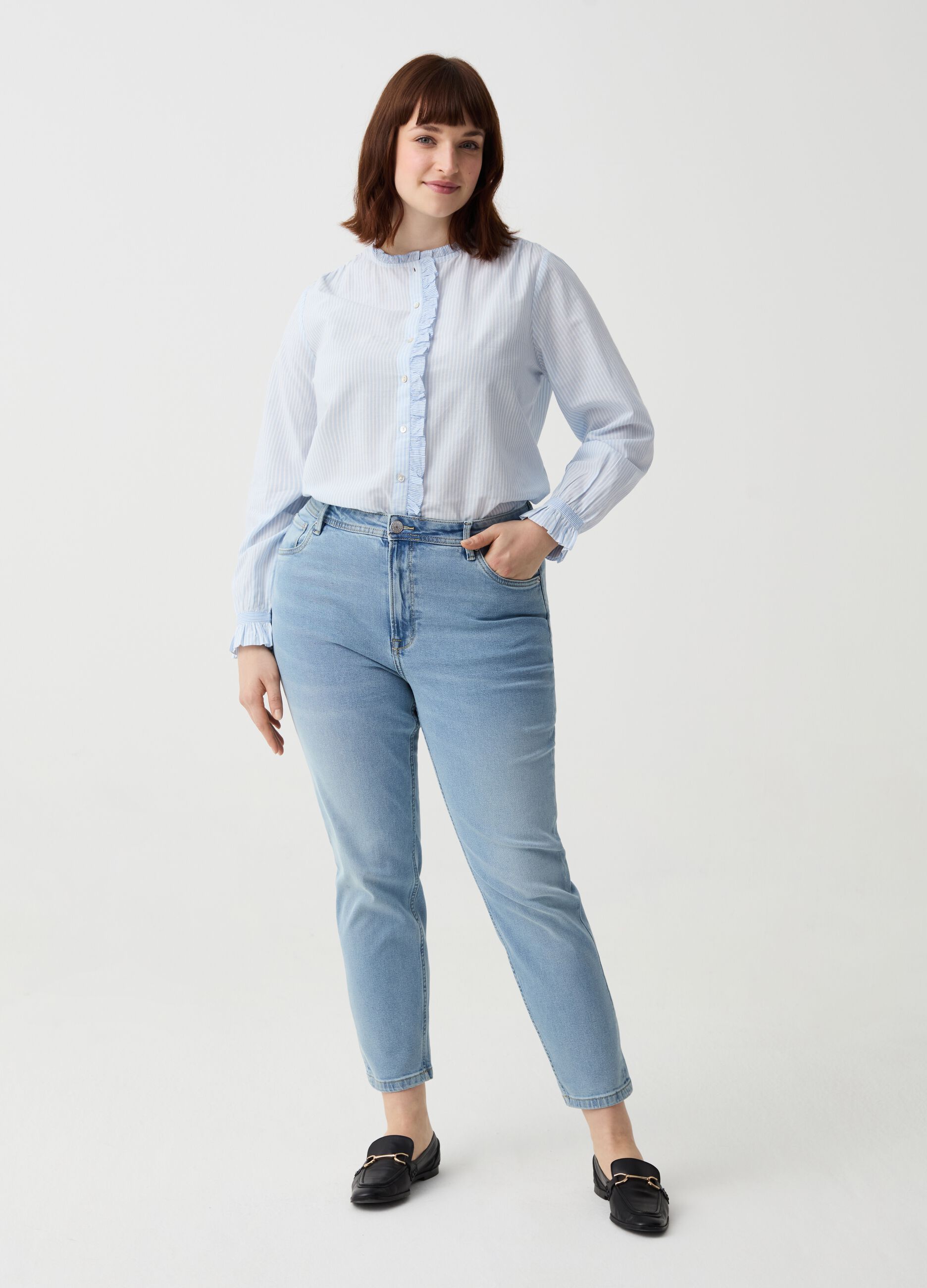 Curvy mum-fit cropped jeans