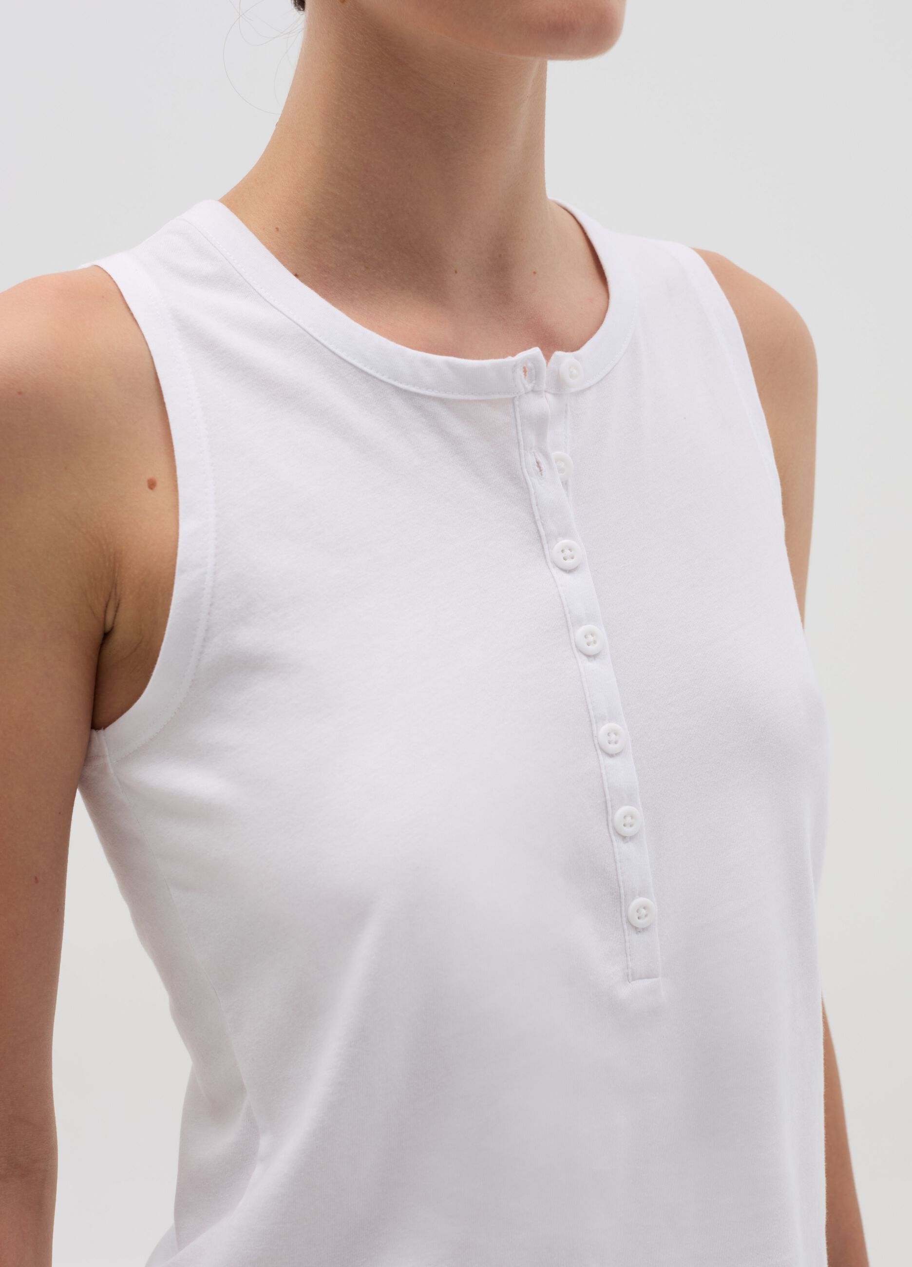 Tank top with granddad neck