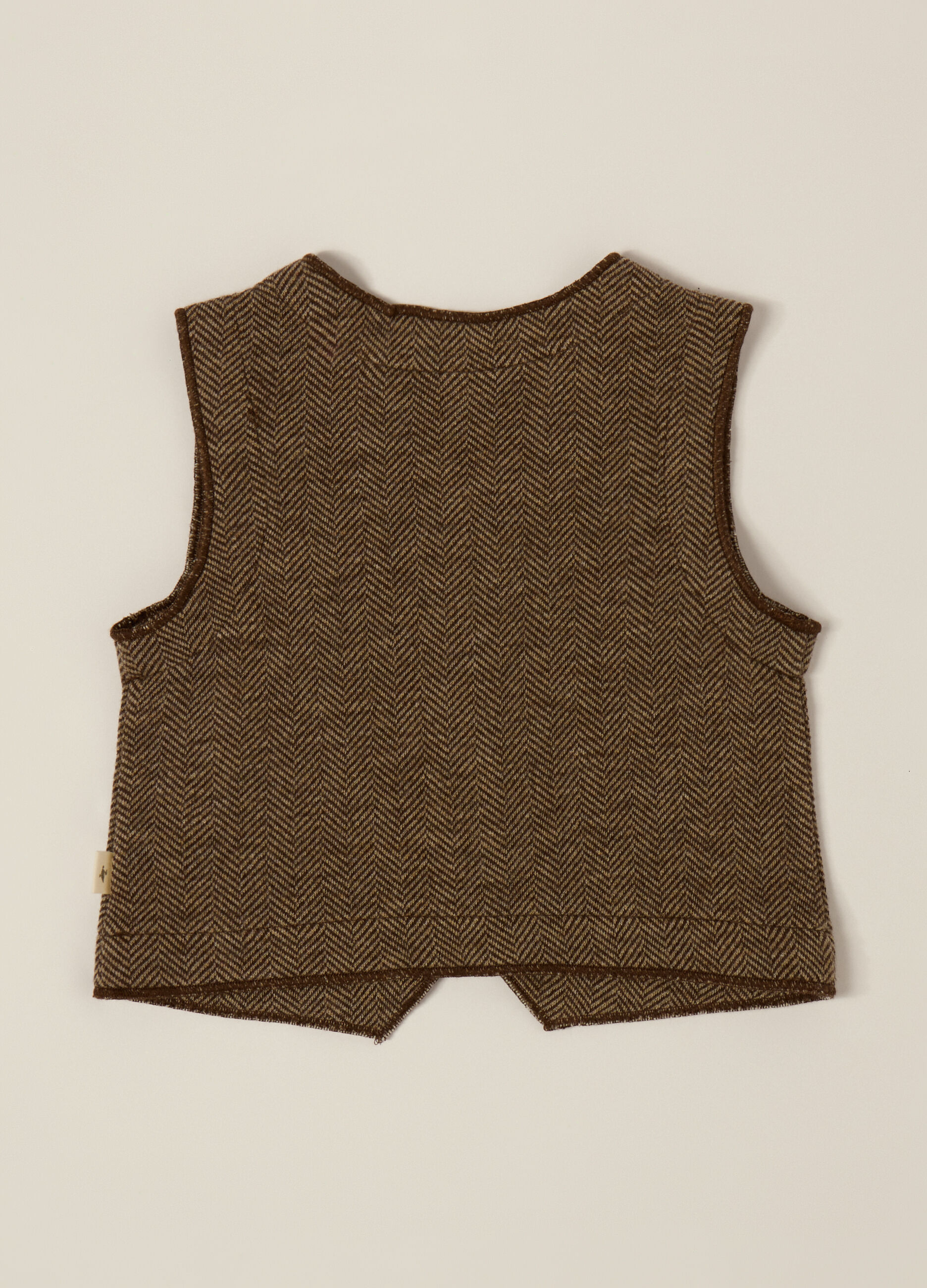 Brown vest in cotton and acrylic blend