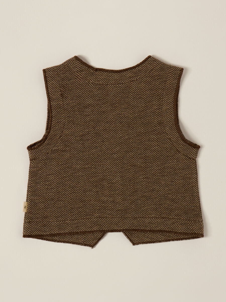 Brown vest in cotton and acrylic blend_1