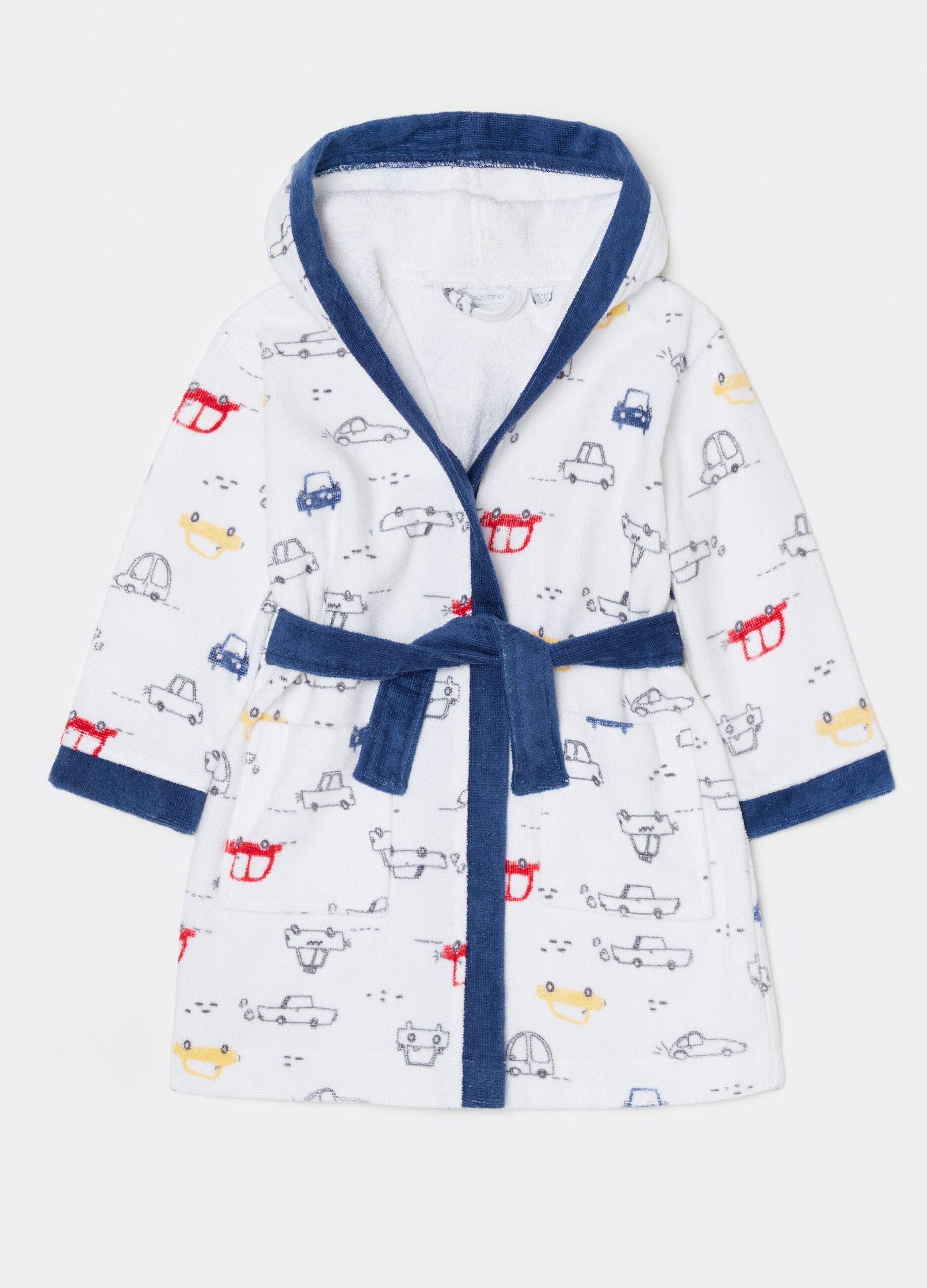 Bathrobe in cotton with cars print