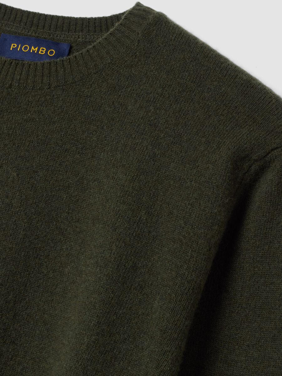 Pullover verde in pura lana a girocollo regular fit_1