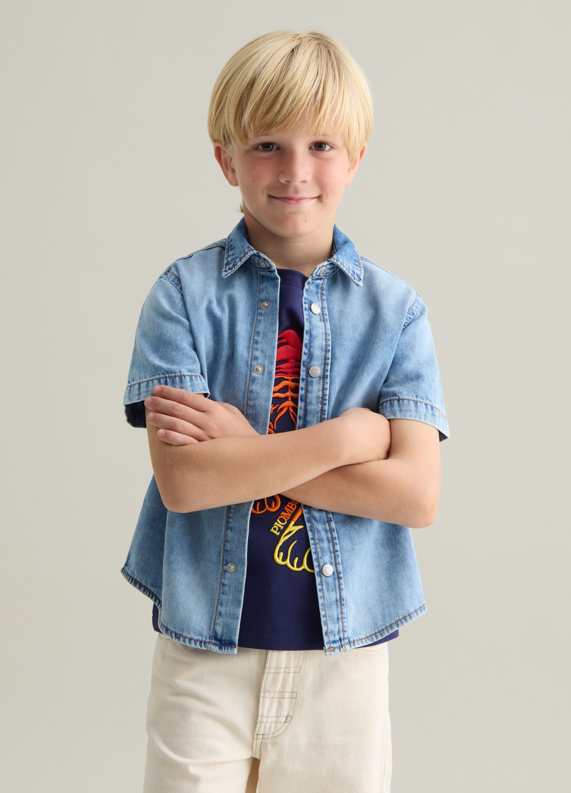 Children's pure cotton denim shirt regular fit