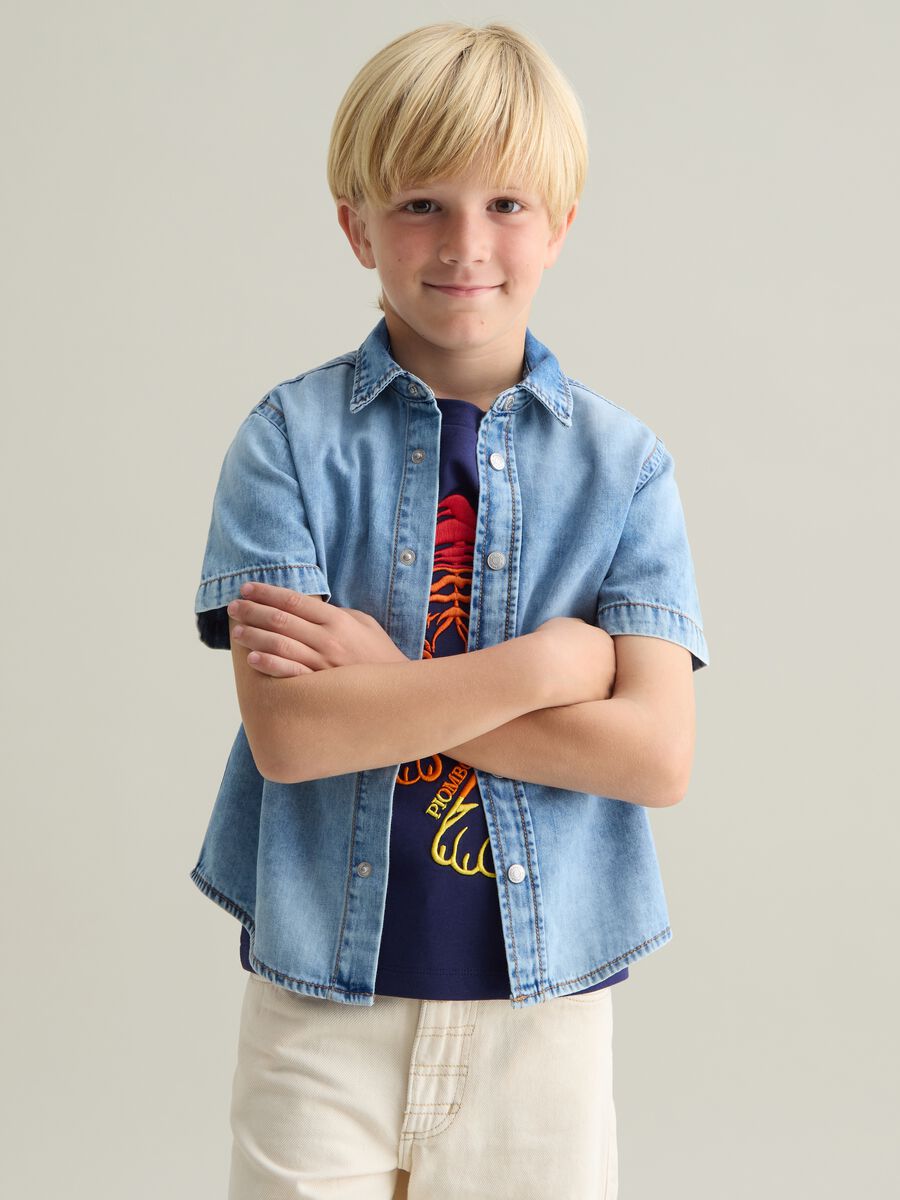 Children's pure cotton denim shirt regular fit_0
