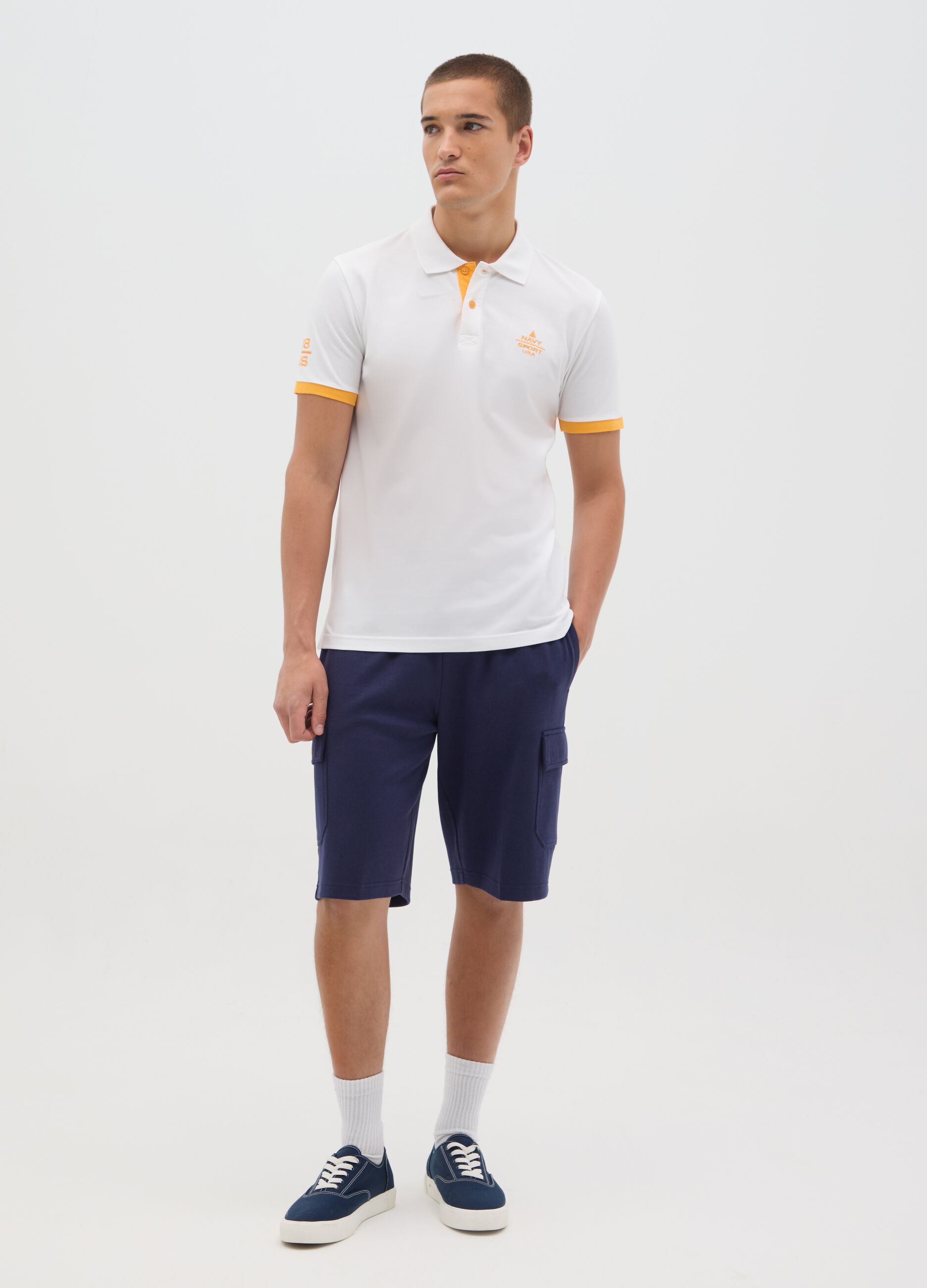 Men's multicolour pure cotton polo, regular fit