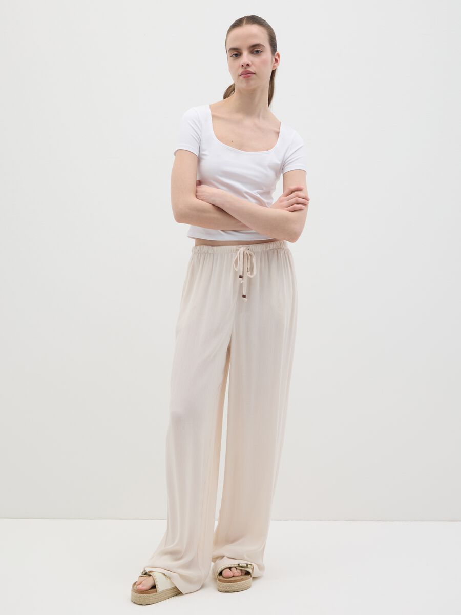 Women’s slim-fit T-shirt in white stretch cotton_1