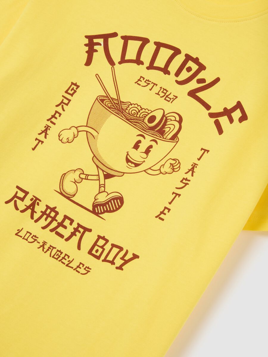 Yellow T-shirt with Ramen Boy Print by Ovs_5