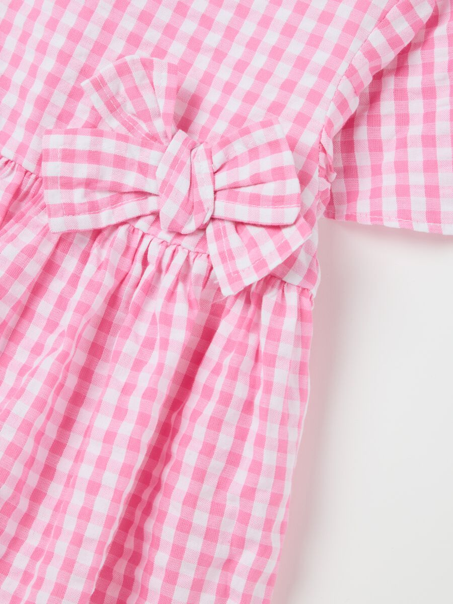 Pink Checkered Dress with Bow Fagottino_2