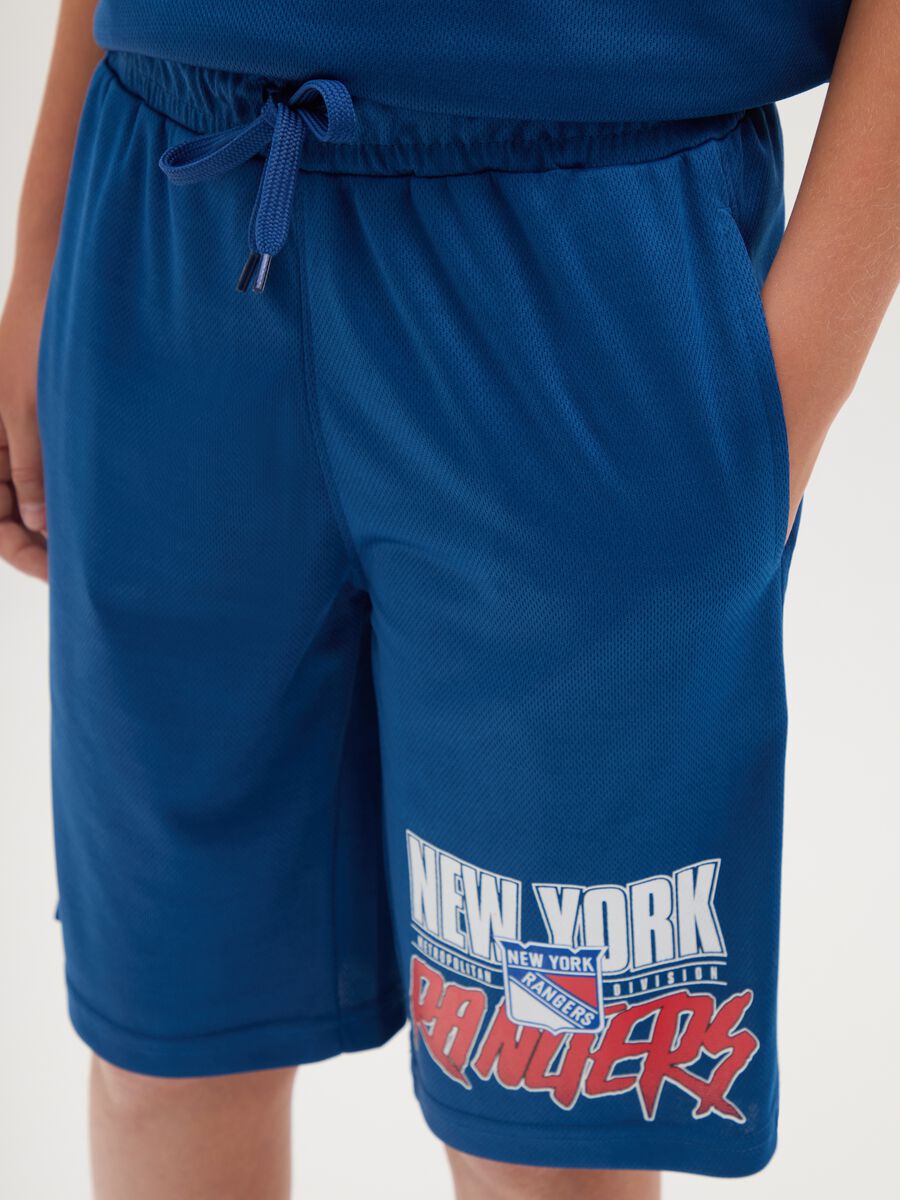 Shorts da uomo in blu con stampa New York Panthers_3