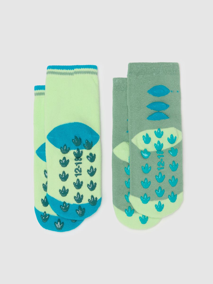 Two-pair pack slipper socks with dinosaurs design_1