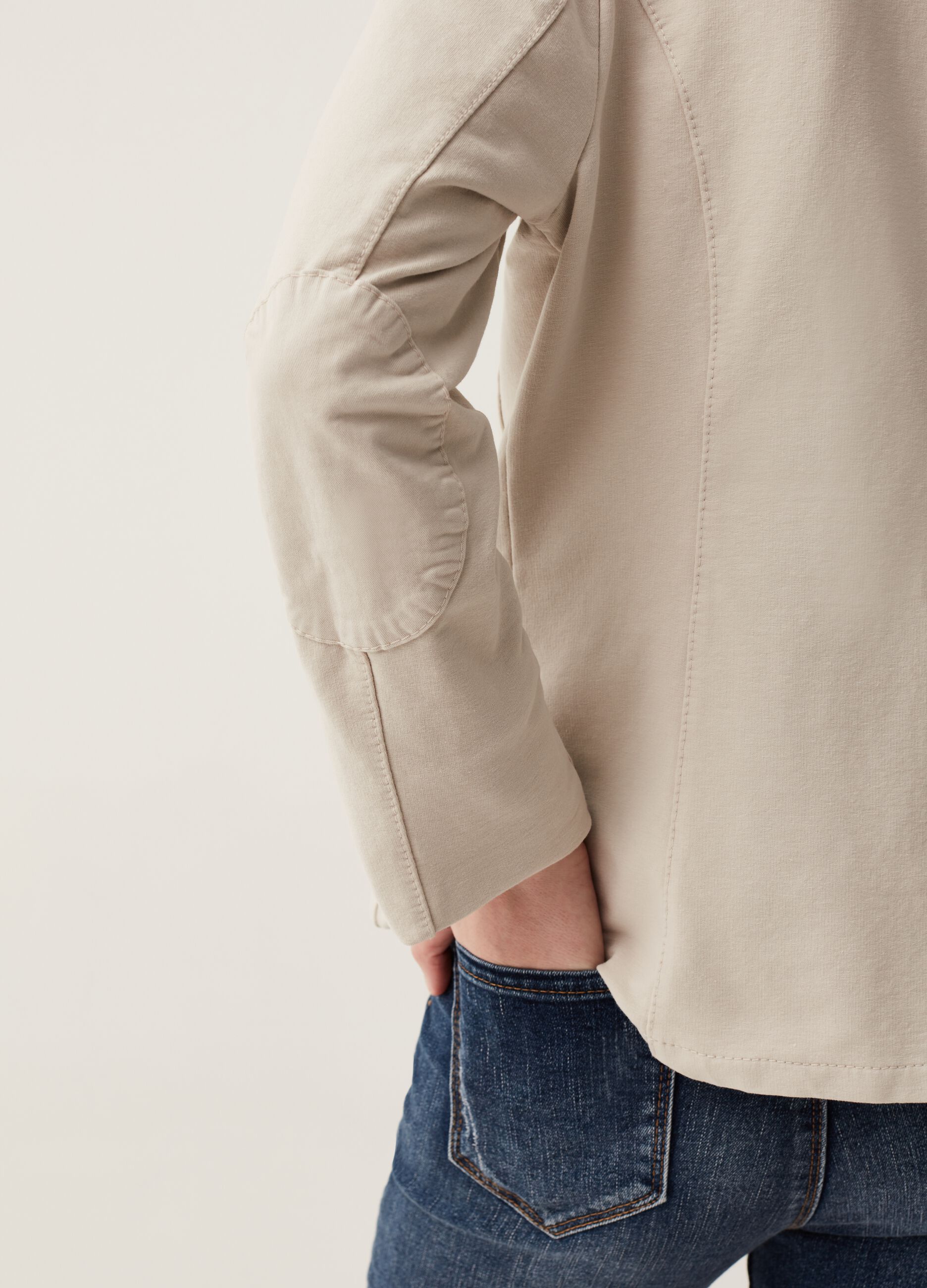 Blazer monopetto in cotone stretch Hybrid_3