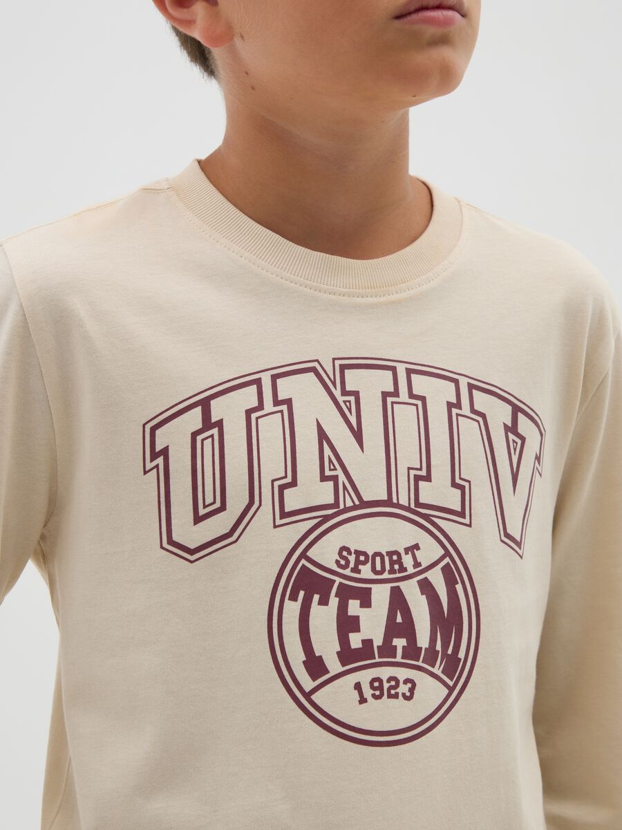 Boys' beige pure cotton regular fit T-shirt_1