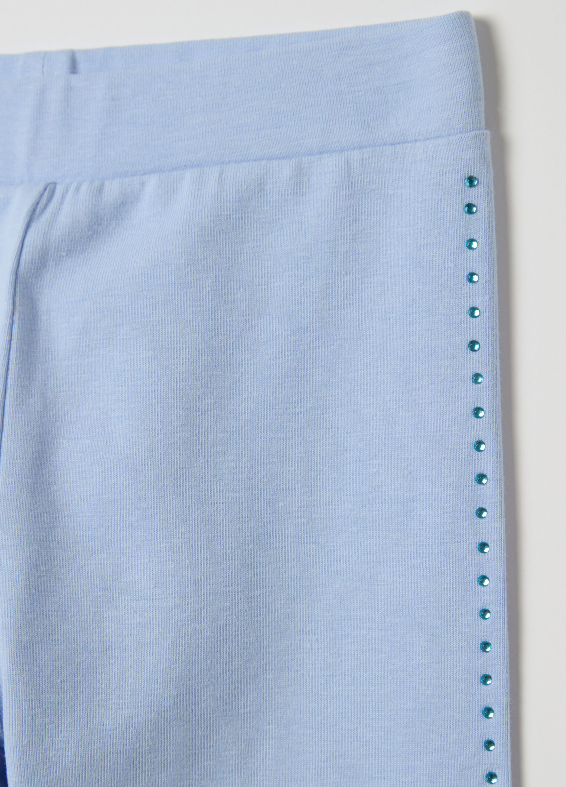 Stretch cotton leggings with diamanté motif