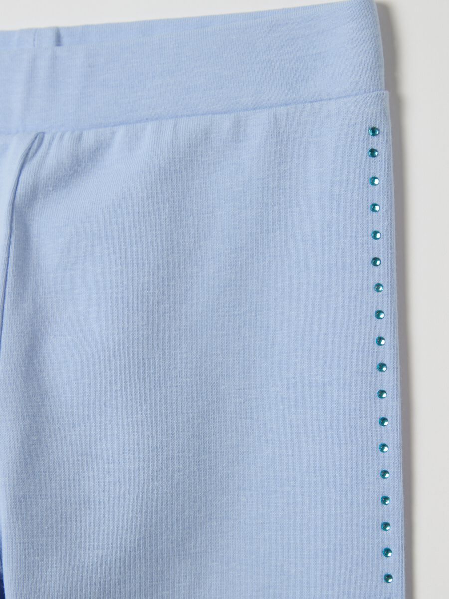 Stretch cotton leggings with diamanté motif_2