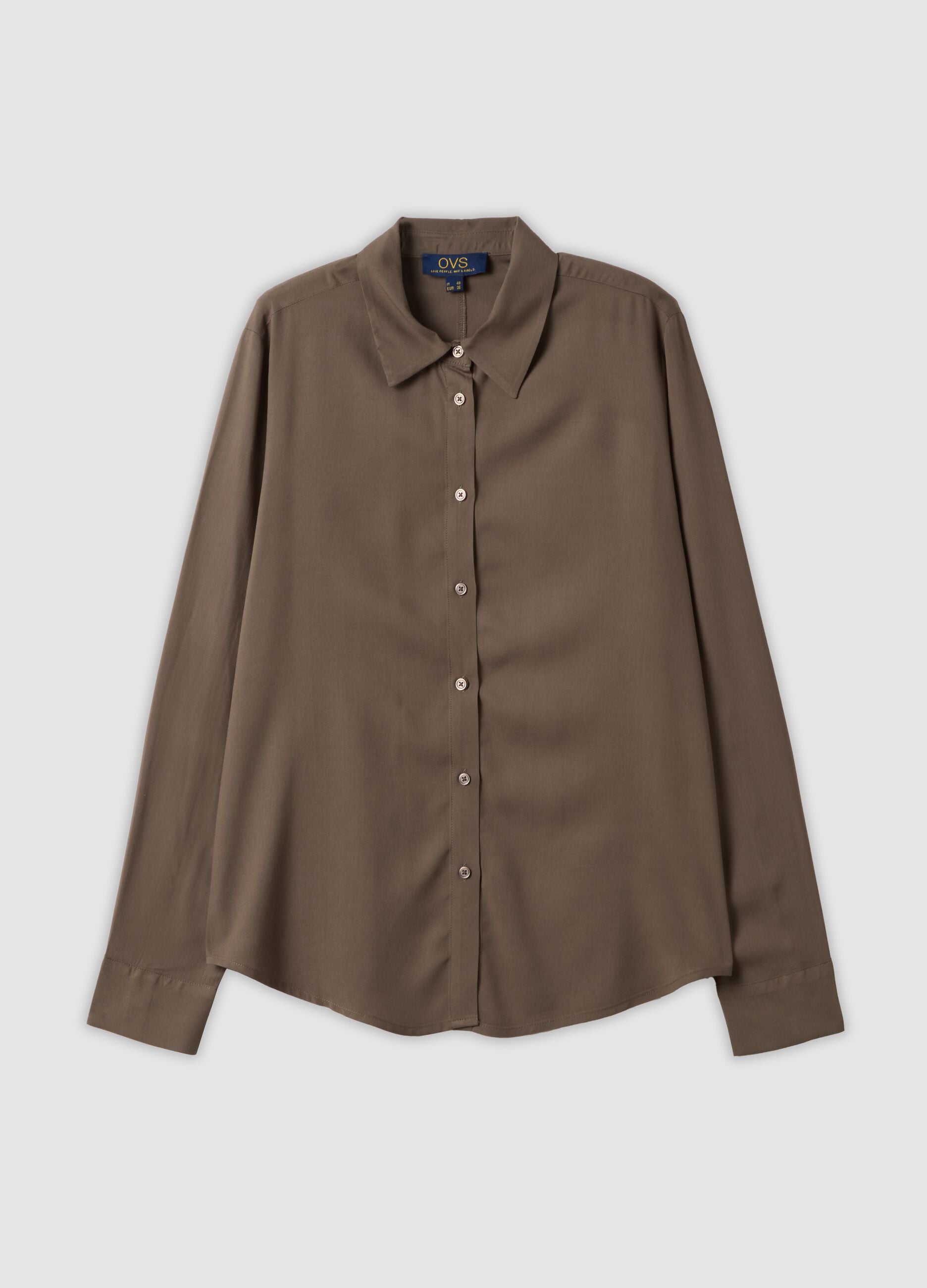Camicia marrone in pura viscosa regular fit