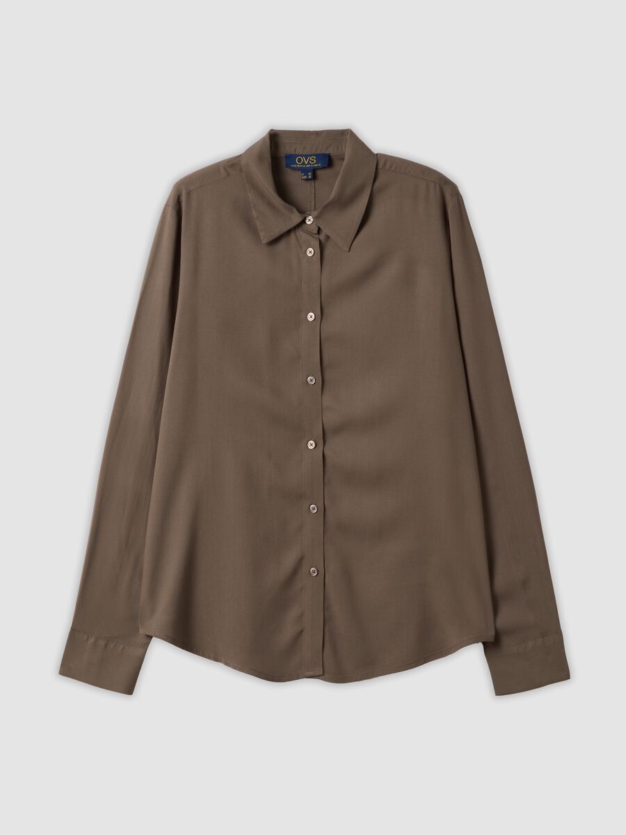 Camicia marrone in pura viscosa regular fit_4