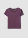 Purple short-sleeved pure linen T-shirt, regular fit_4