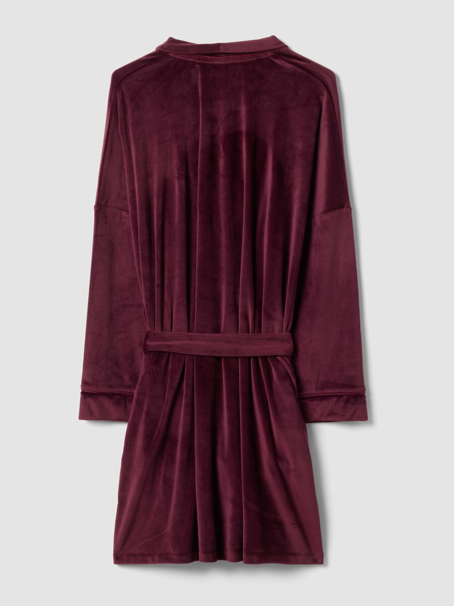 Purple stretch-fabric dressing gown with tie belt_2