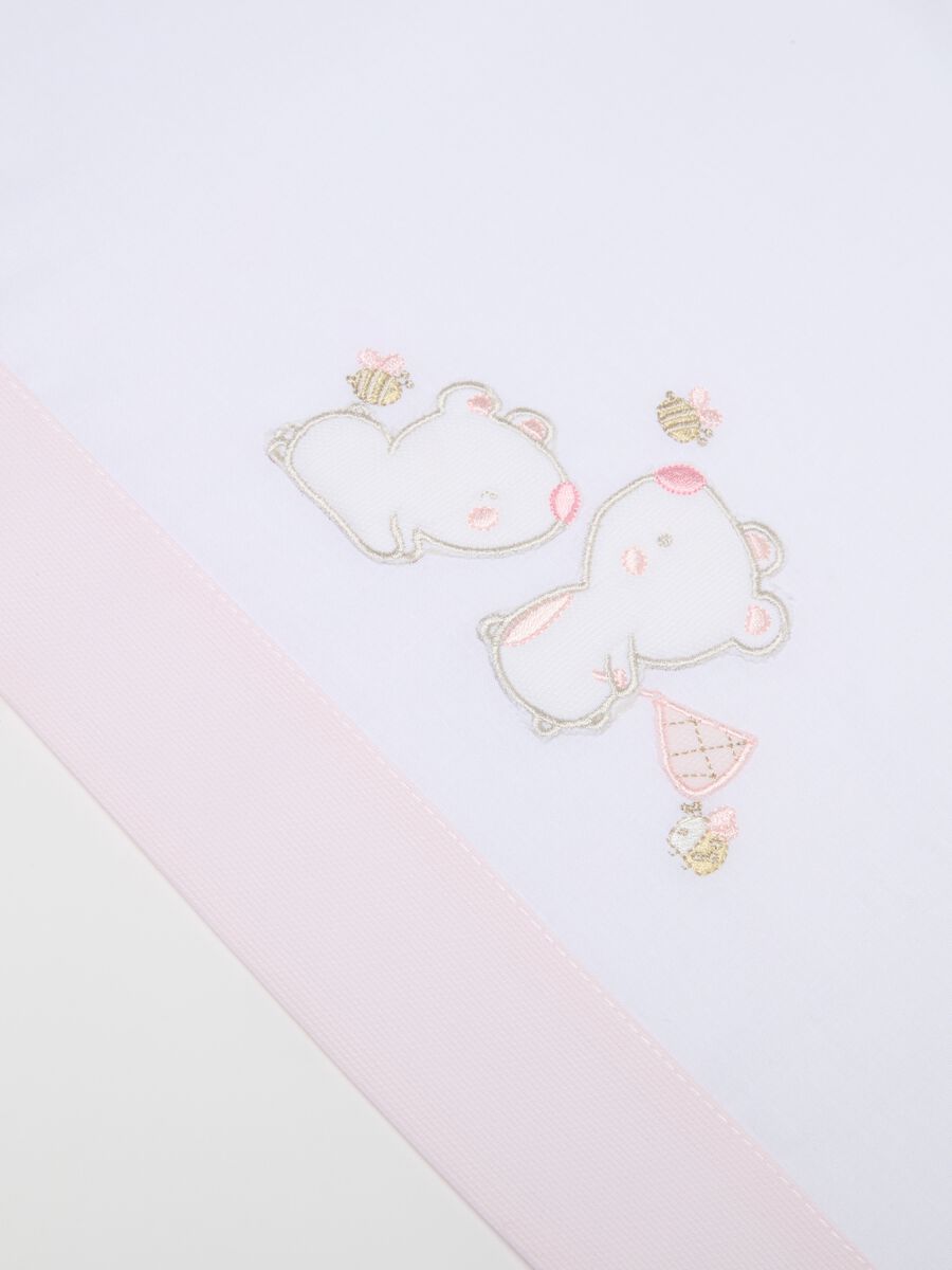 Three-piece cotton crib set with teddy bears and bees embroidery_2