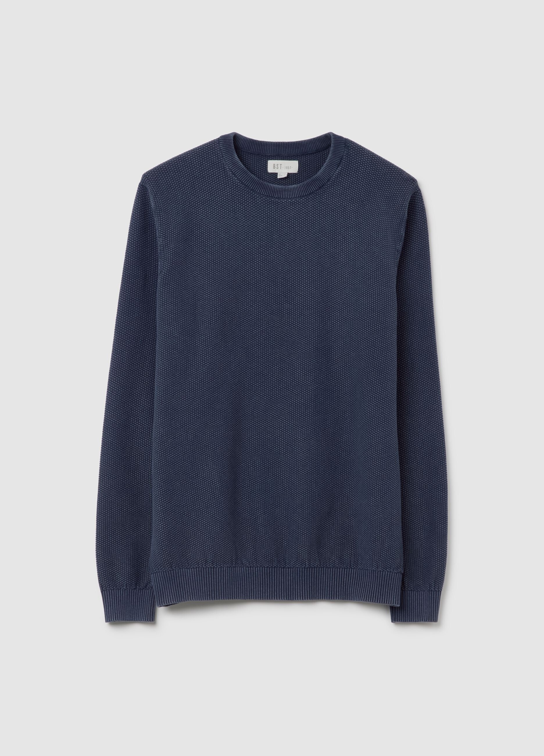 Blue knit cotton jumper