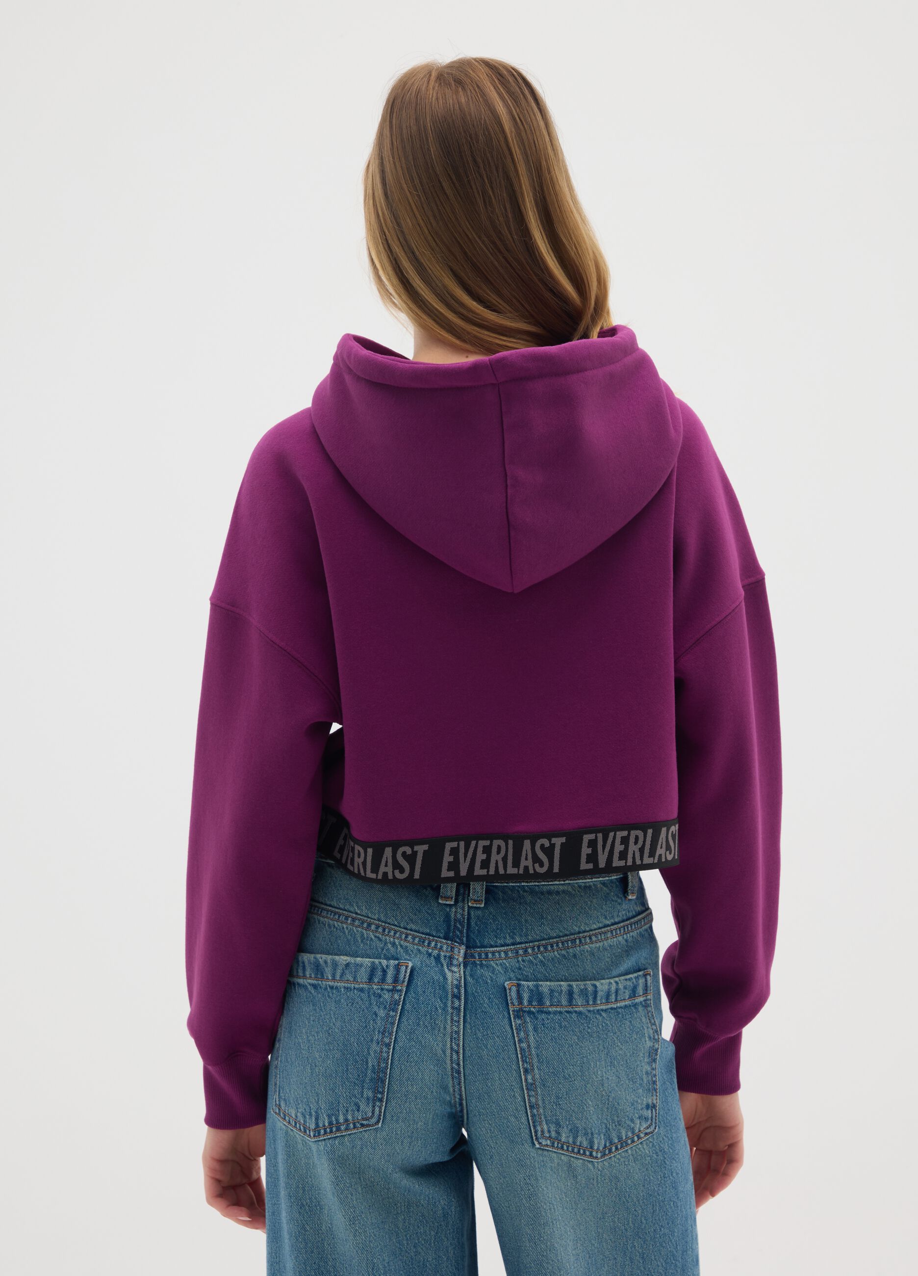 Purple cotton blend regular fit sweatshirt