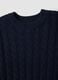 Maglia blu in misto lana a trecce con girocollo over fit_1