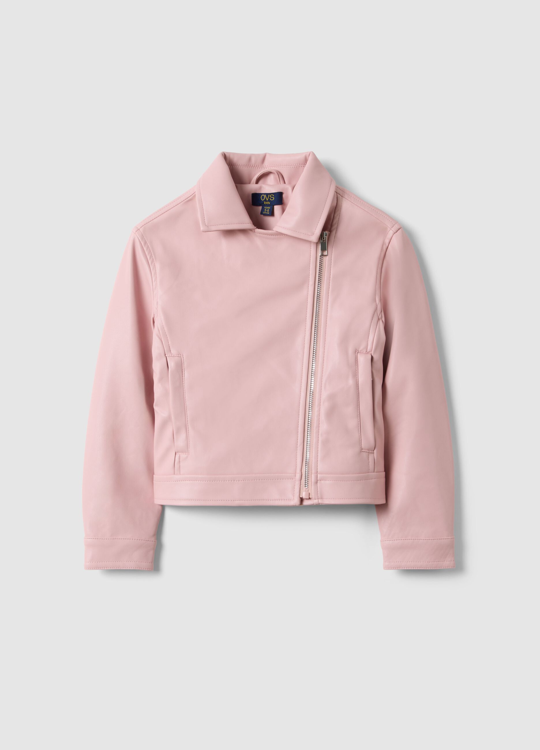 Girls' pink jacket, regular fit with fringes and mesh details