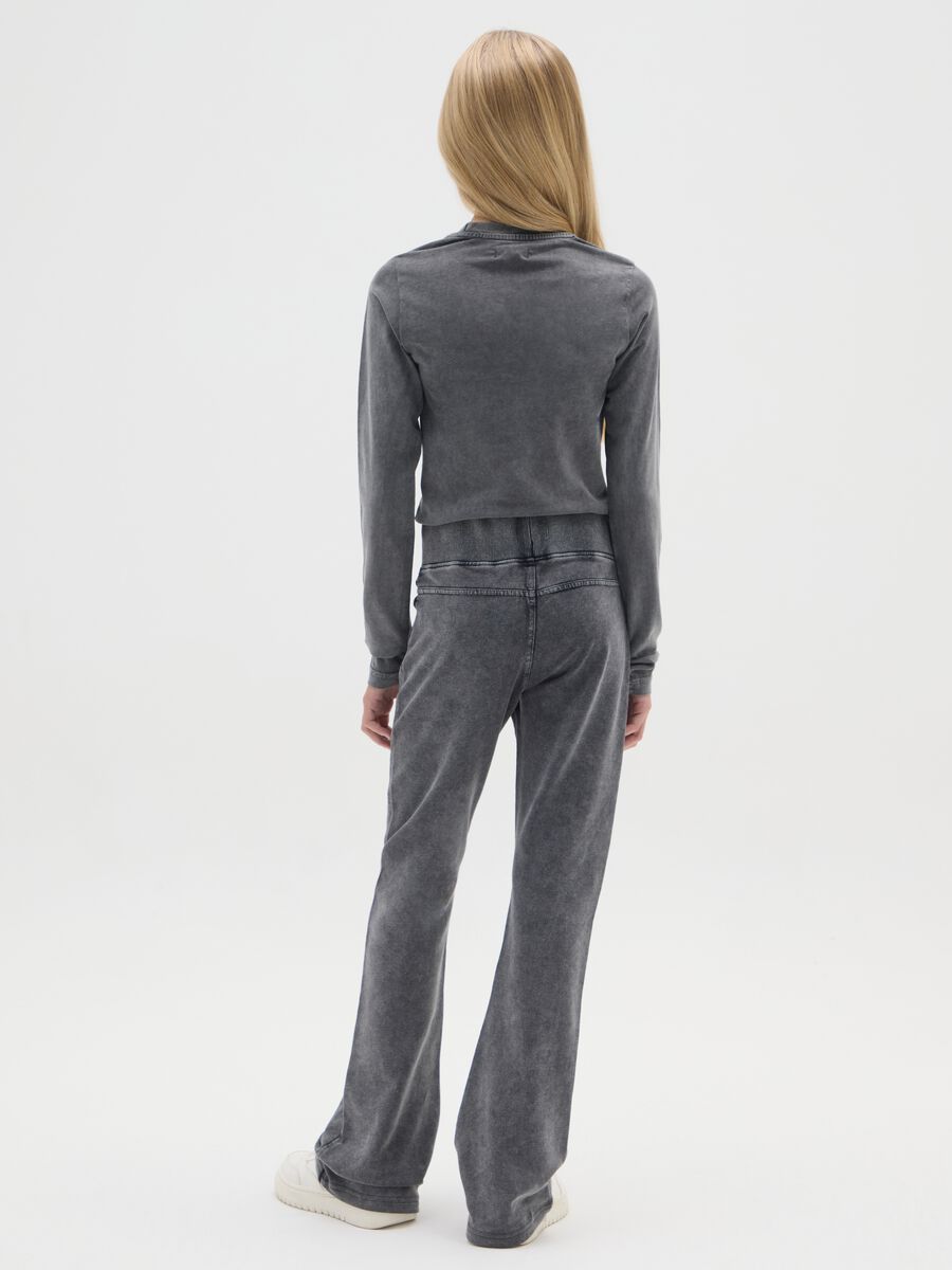 Grey Stretch Flare Trousers_1