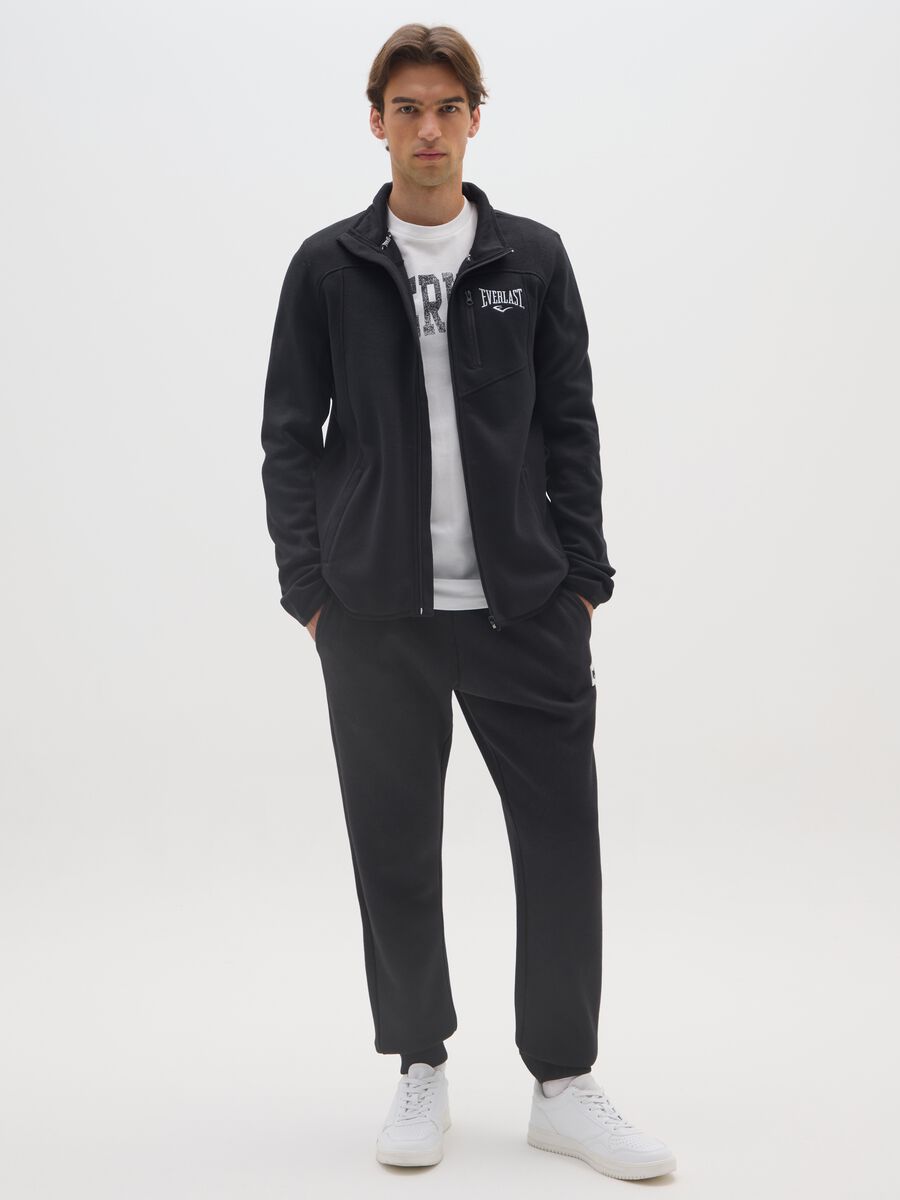 Black zip-up sweatshirt with high collar regular fit_1