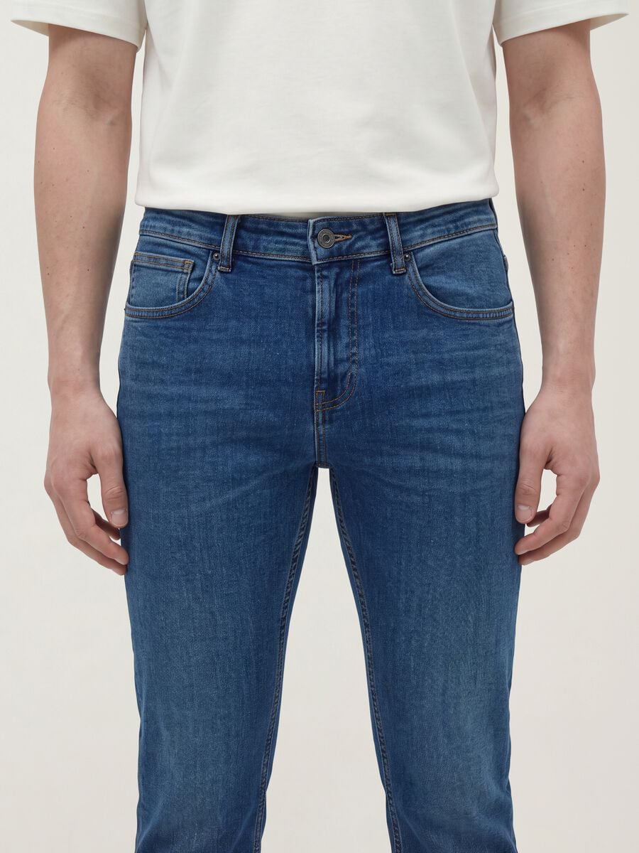 Jeans denim blu in cotone elasticizzato skinny fit_3