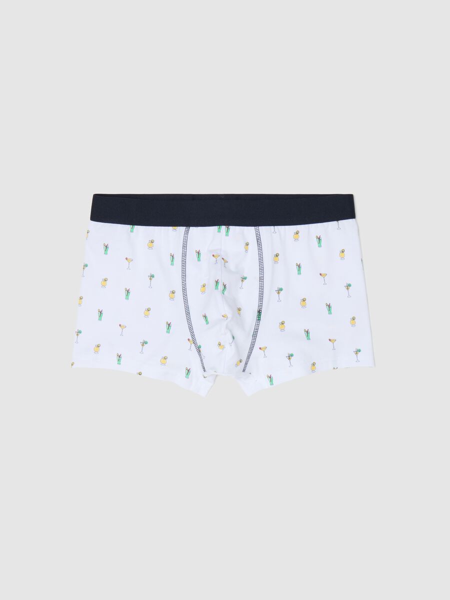 Midi boxer shorts in stretch cotton with pattern._4