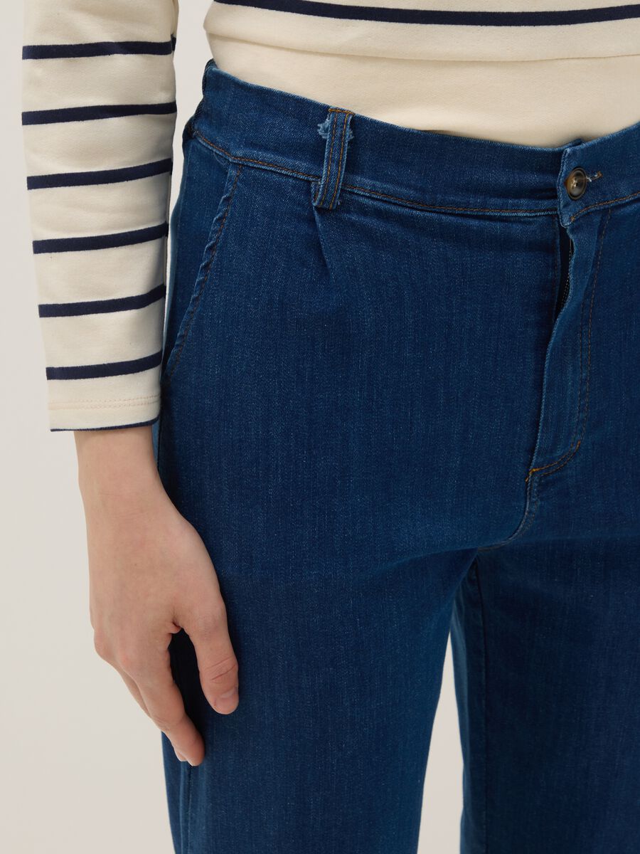 Pantaloni in cotone denim elasticizzato blu regular fit_3